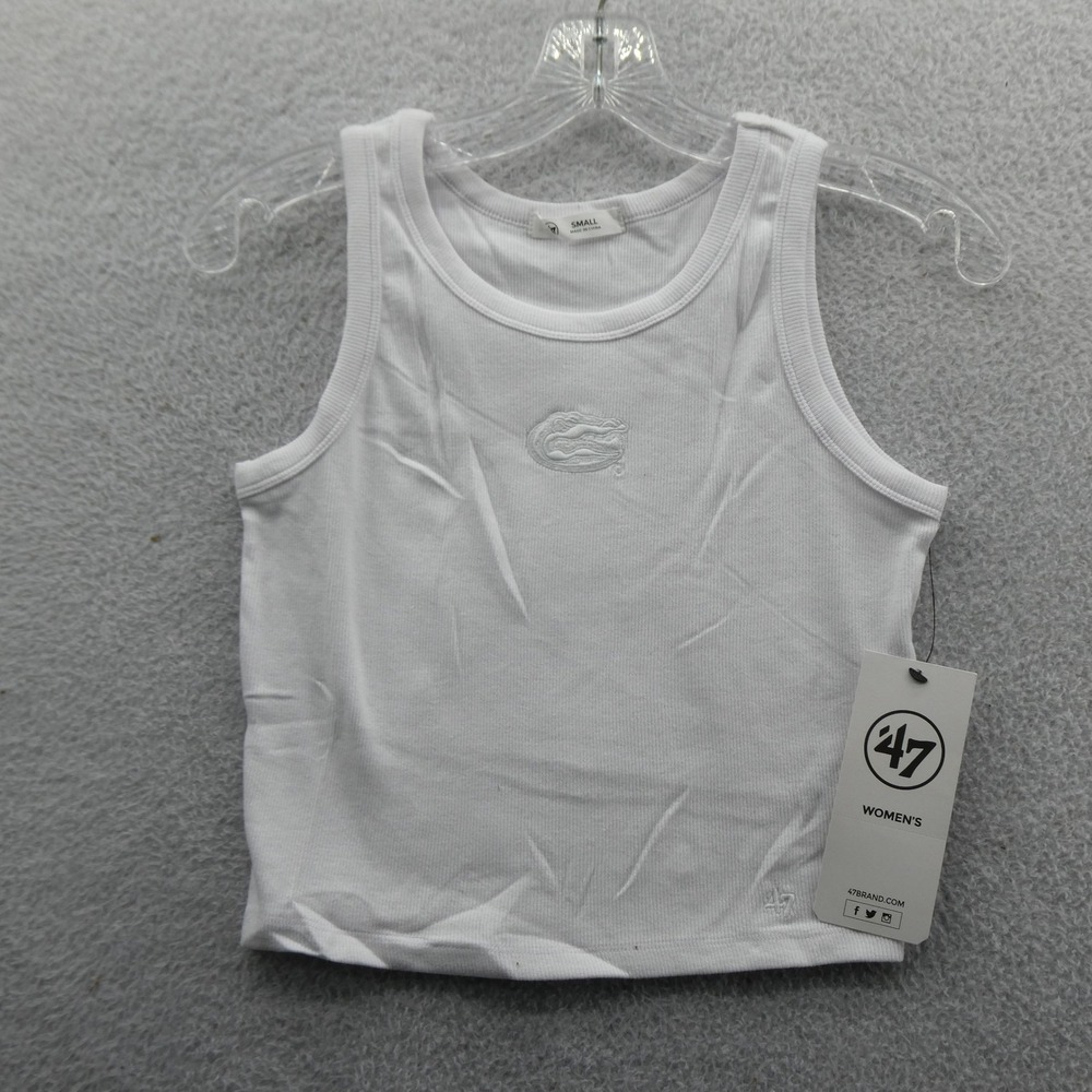 '47 Tank Top Women Small Florida Gators White Ribbed Embroidered Knit Cotton